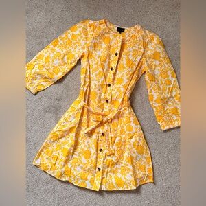 Who What Wear Yellow Tie Waist Floral Dress size XS